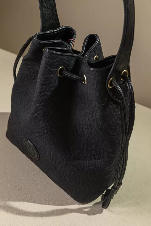 Γυναικεία Τσάντα Πουγκί Fragola Ψάθινη Μαύρο KA22