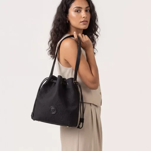 Γυναικεία Τσάντα Πουγκί Fragola Ψάθινη Μαύρο KA22