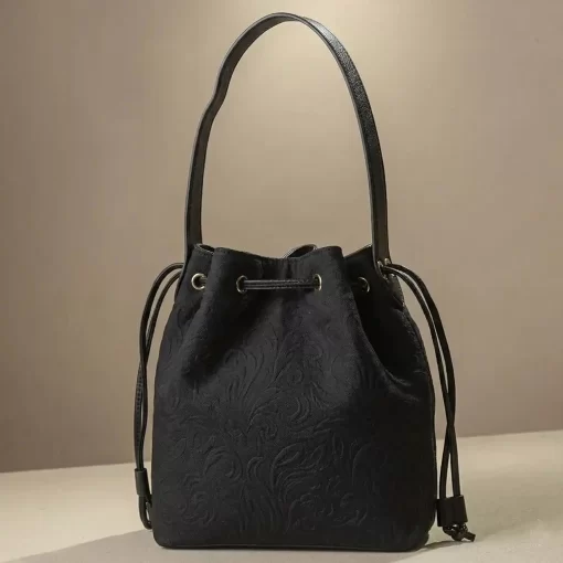 Γυναικεία Τσάντα Πουγκί Fragola Ψάθινη Μαύρο KA22