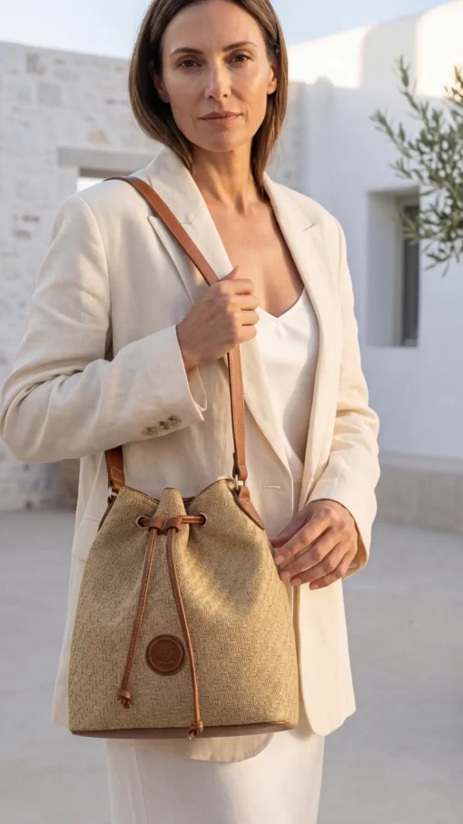 Γυναικεία Τσάντα Πουγκί Fragola Ψάθινη Μπεζ KA22