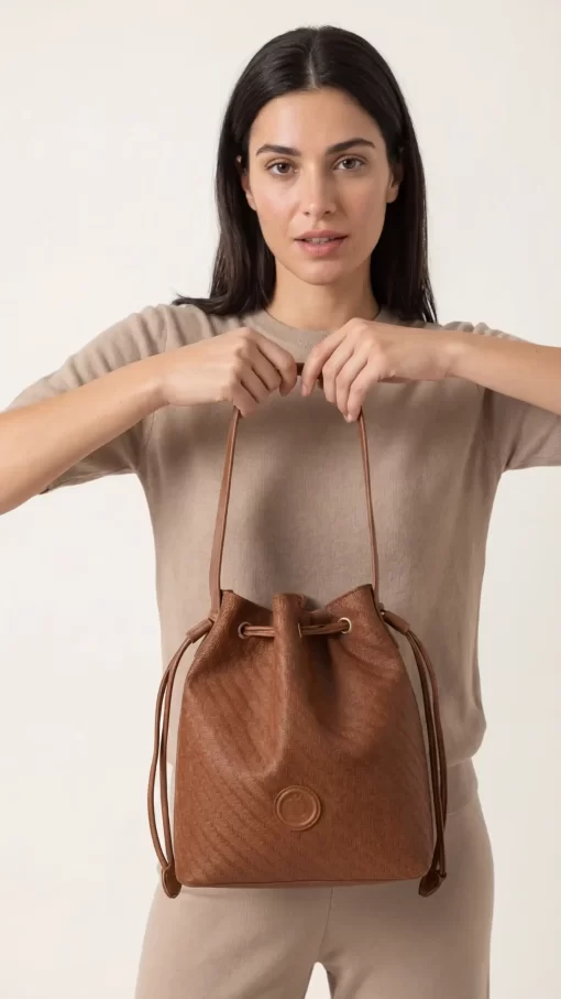 Γυναικεία Τσάντα Πουγκί Fragola Ψάθινη Καφέ KA22