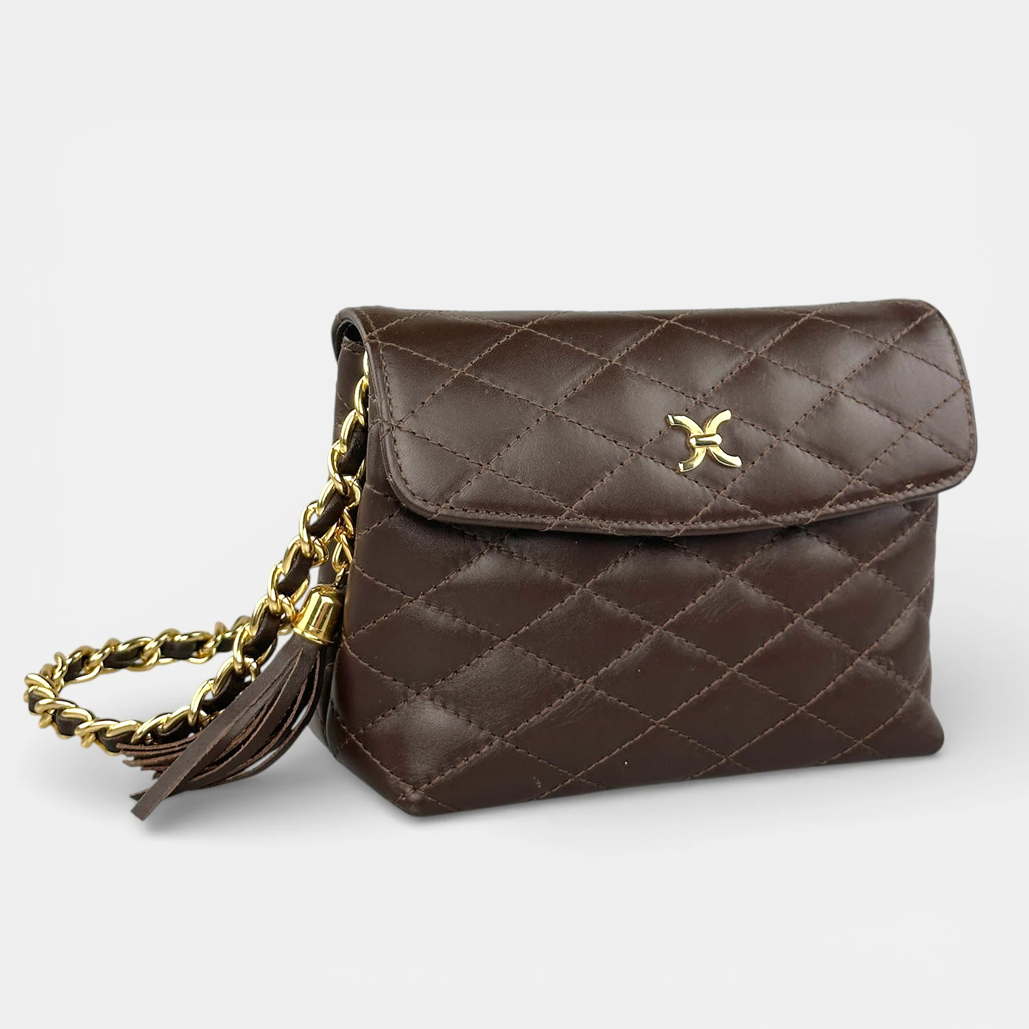 Δερμάτινη τσάντα χιαστί καπιτονέ MB603 καφέ ελληνικής κατασκευής