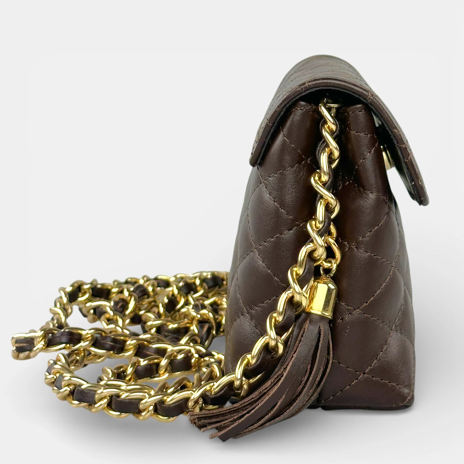 Δερμάτινη τσάντα χιαστί καπιτονέ MB603 καφέ ελληνικής κατασκευής