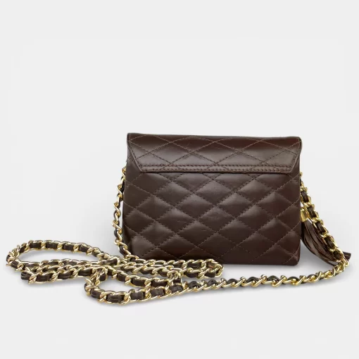 Δερμάτινη τσάντα χιαστί καπιτονέ MB603 Καφέ