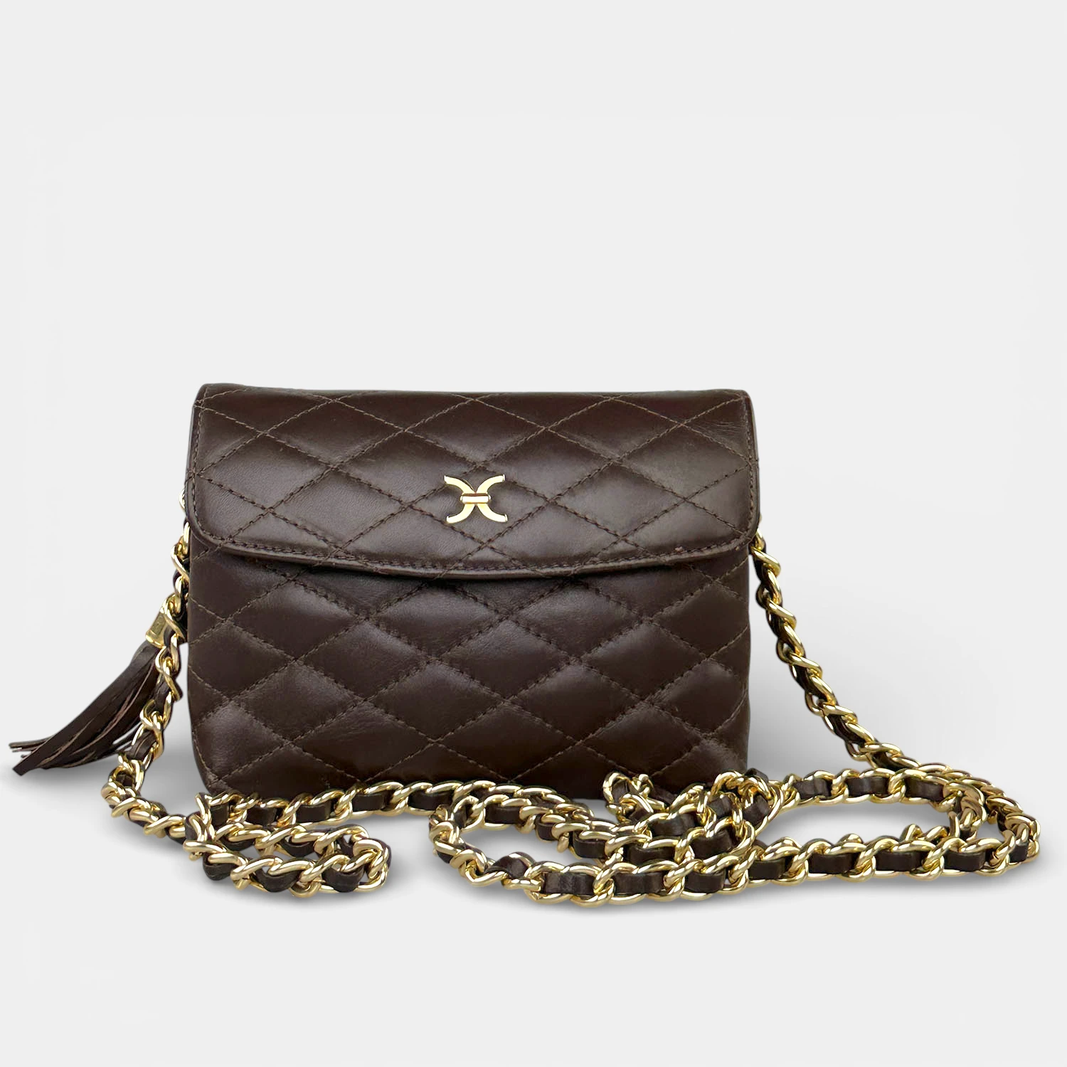 Δερμάτινη τσάντα χιαστί καπιτονέ MB603 καφέ ελληνικής κατασκευής