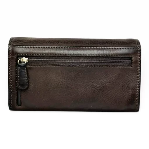 Δερμάτινο Γυναικείο Πορτοφόλι Μεσαίου Μεγέθους Calfnero MK57 Καφέ