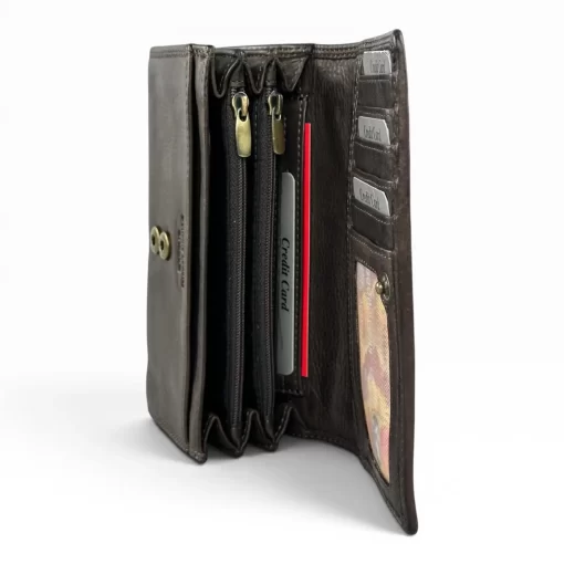 Δερμάτινο Γυναικείο Πορτοφόλι Μεσαίου Μεγέθους Calfnero MK57 Καφέ