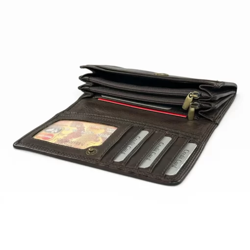 Δερμάτινο Γυναικείο Πορτοφόλι Μεσαίου Μεγέθους Calfnero MK57 Καφέ