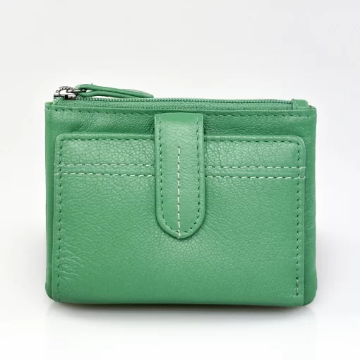 Δερμάτινο Γυναικείο Πορτοφόλι Μικρού Μεγέθους Calfnero MY6550 Πράσινο Ανοιχτό