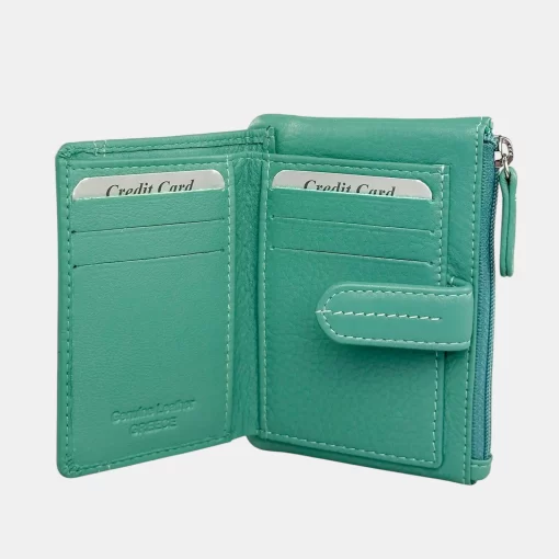 Δερμάτινο Γυναικείο Πορτοφόλι Μικρού Μεγέθους Calfnero MY6550 Μέντα