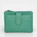 Μικρό γυναικείο πορτοφόλι Calfnero MY6550 σε χρώμα μέντα από γνήσιο δέρμα με εξωτερικό φερμουάρ.