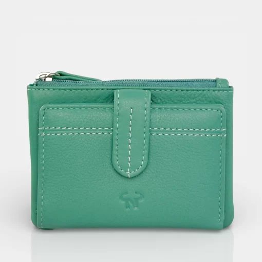 Δερμάτινο Γυναικείο Πορτοφόλι Μικρού Μεγέθους Calfnero MY6550 Μέντα