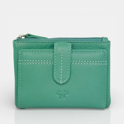 Δερμάτινο Γυναικείο Πορτοφόλι Μικρού Μεγέθους Calfnero MY6550 Μέντα