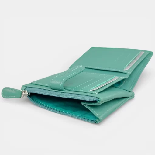 Δερμάτινο Γυναικείο Πορτοφόλι Μικρού Μεγέθους Calfnero MY6550 Μέντα