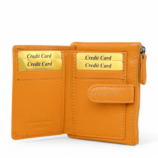 Δερμάτινο Γυναικείο Πορτοφόλι Μικρού Μεγέθους Calfnero MY6550 Κίτρινο