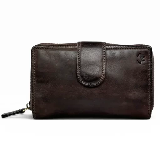 Δερμάτινο Γυναικείο Πορτοφόλι Μεσαίου Μεγέθους Calfnero N1008 Καφέ