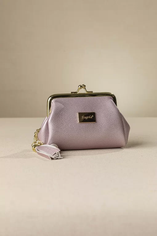 Κερματοθηκη Πορτοφολάκι με Στόμιο Μεταλλικό Ροζ  PC05