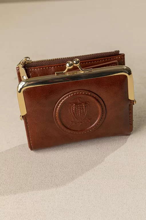 Μικρό πορτοφόλι Fragola με vintage στόμιο PC394 Κονιάκ