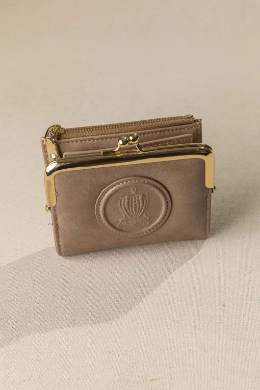Μικρό πορτοφόλι Fragola με vintage στόμιο PC394 Μπεζ Σκούρο