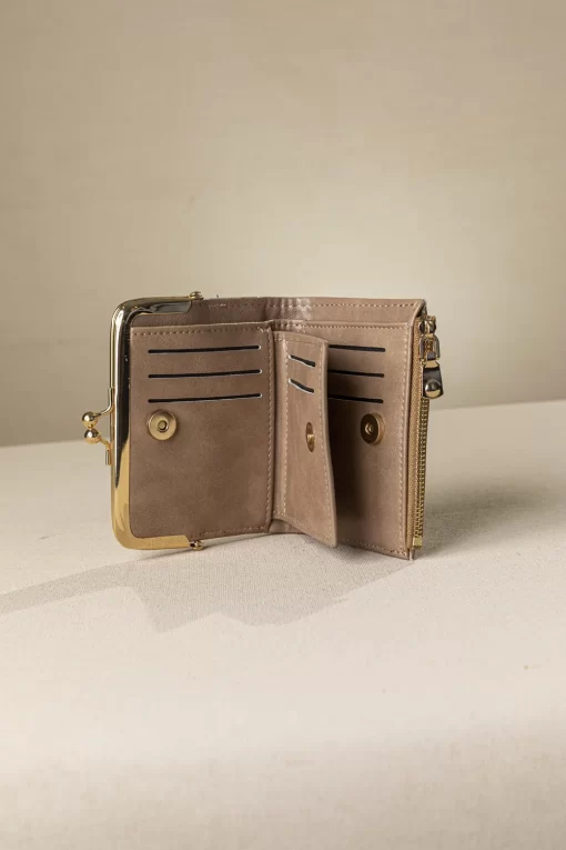 Μικρό πορτοφόλι Fragola με vintage στόμιο PC394 Μπεζ Σκούρο