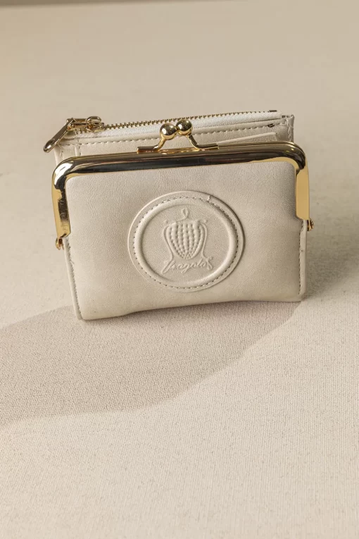 Μικρό πορτοφόλι Fragola με vintage στόμιο PC394 Εκρού