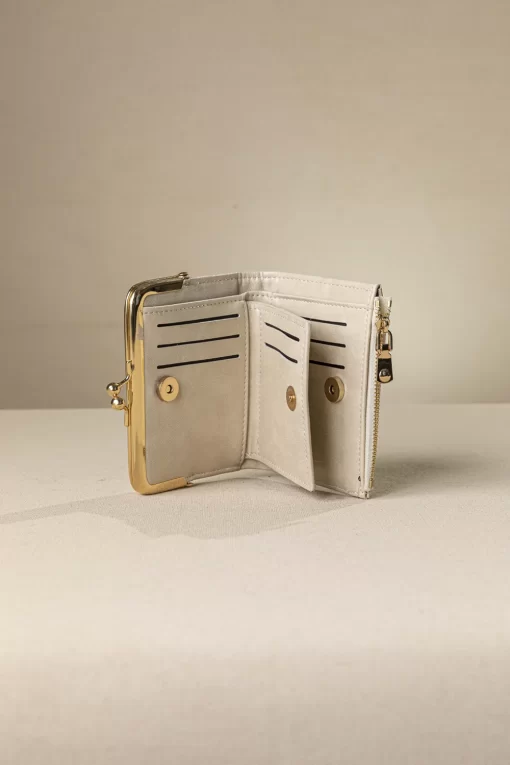 Μικρό πορτοφόλι Fragola με vintage στόμιο PC394 Εκρού