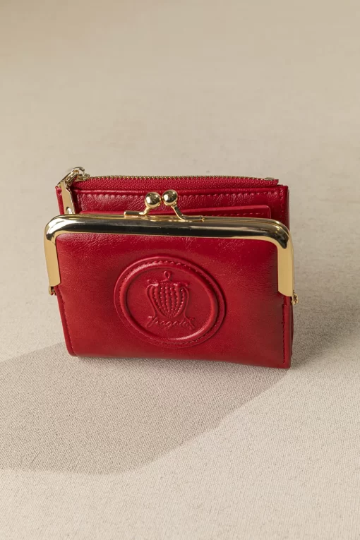 Μικρό πορτοφόλι Fragola με vintage στόμιο PC394 Κόκκινο