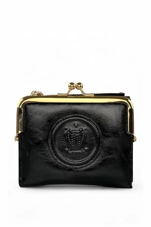 Fragola Μικρό πορτοφόλι με vintage στόμιο PC394-black