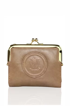 Fragola Μικρό πορτοφόλι με vintage στόμιο PC394-dark-beige