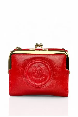 Fragola Μικρό πορτοφόλι με vintage στόμιο PC394-red