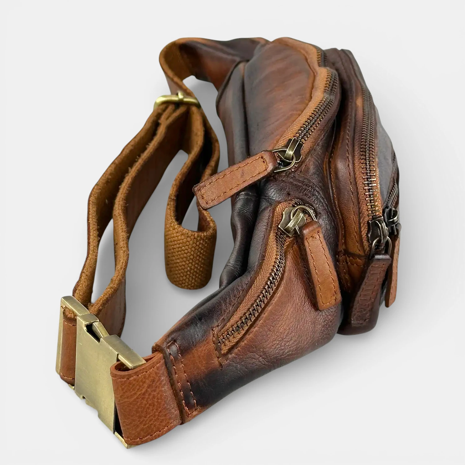 Δερμάτινο τσαντάκι μέσης RCM ταμπά από μαλακό δέρμα με πολλές θήκες