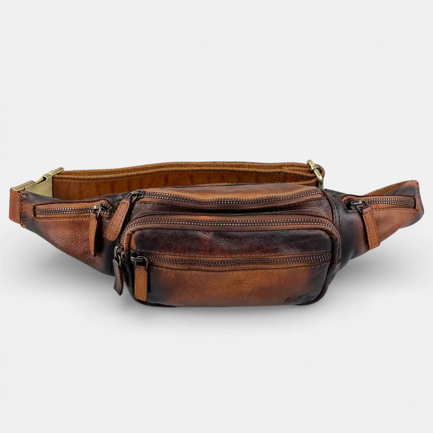 Δερμάτινο τσαντάκι μέσης RCM ταμπά από μαλακό δέρμα με πολλές θήκες