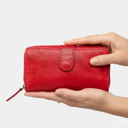 Δερμάτινο Γυναικείο Πορτοφόλι RCM Κόκκινο R7711
