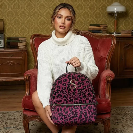 Sorena Handmade Γυναικείο Σακίδιο Πλάτης Velvet SBBP-0014-AP01 Ματζεντα