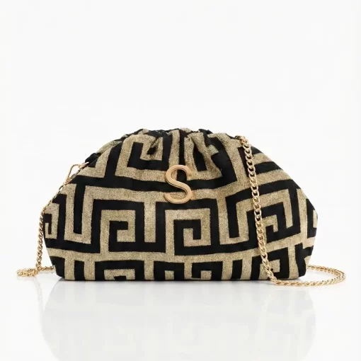 Sorena Handmade Γυναικεία Τσάντα Χειρός Velvet SBLB-0073-M005 Μαύρο