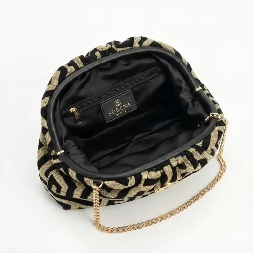 Sorena Handmade Γυναικεία Τσάντα Χειρός Velvet SBLB-0073-M005 Μαύρο