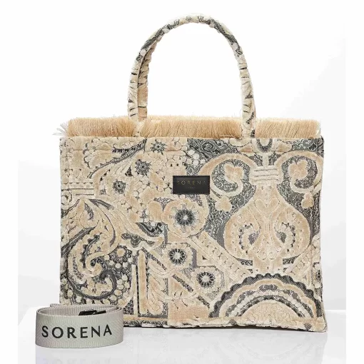 Sorena Handmade Γυναικεία Τσάντα Χειρός Angelina Large SBLT-0011-0013 Εκρού