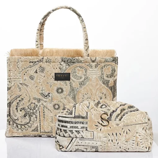 Sorena Handmade Γυναικεία Τσάντα Χειρός Angelina Large SBLT-0011-0013 Εκρού