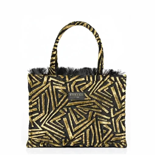 Sorena Handmade Γυναικεία Τσάντα Χειρός Sylvana Medium SBMT-0006-M002 Μαύρο