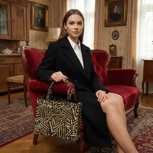 Sorena Handmade Γυναικεία Τσάντα Χειρός Sylvana Medium SBMT-0006-M002 Μαύρο