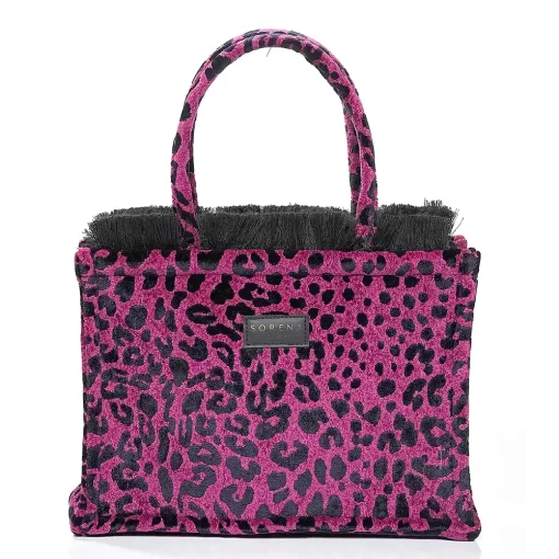 Sorena Handmade Γυναικεία Τσάντα Χειρός Velvet Medium SBMT-0014-AP01 Ματζεντα