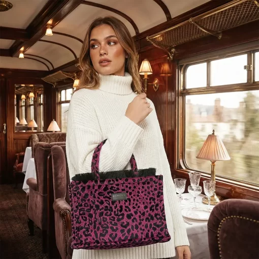 Sorena Handmade Γυναικεία Τσάντα Χειρός Velvet Medium SBMT-0014-AP01 Ματζεντα