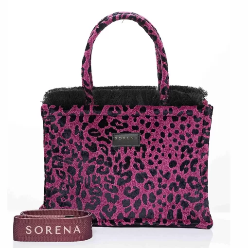 Sorena Handmade Γυναικεία Τσάντα Χειρός Velvet Medium SBMT-0014-AP01 Ματζεντα