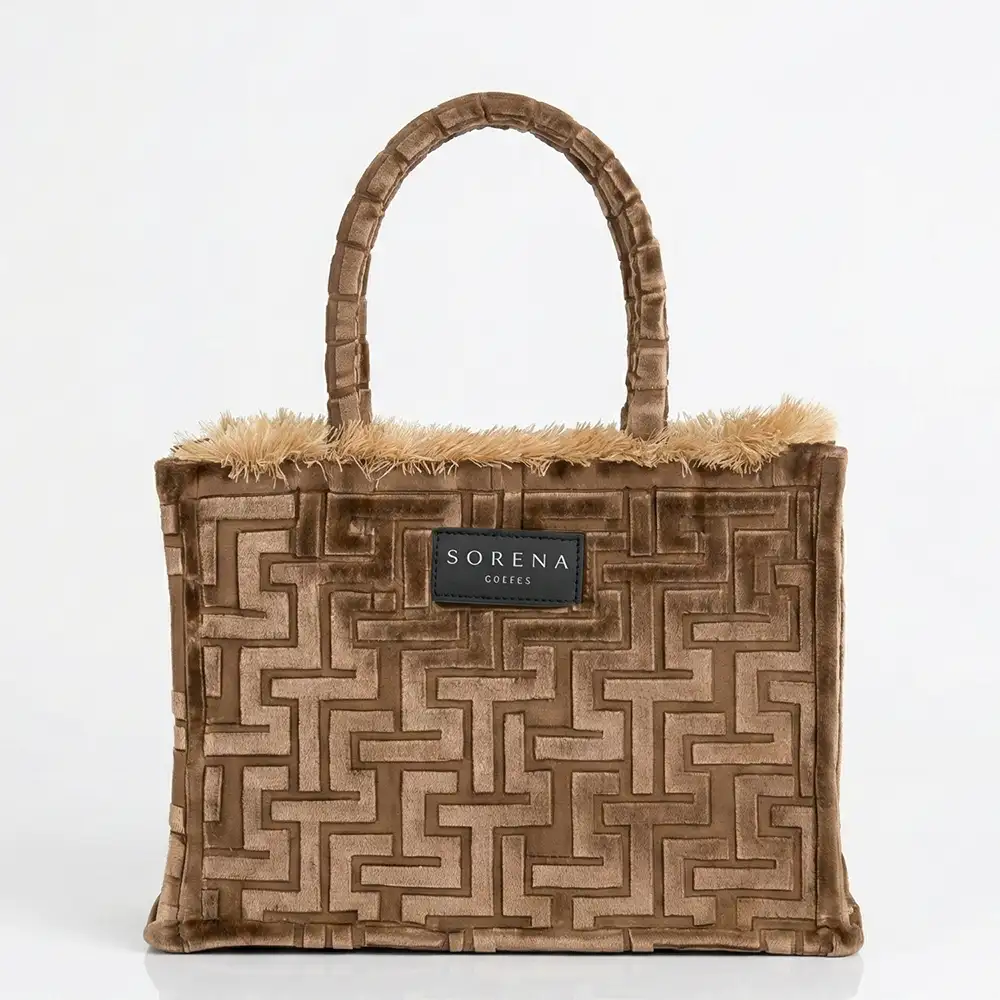 χειροποίητη τσάντα Sorena Calisti Medium με velvet εσωτερικό και ιμάντα SORENA