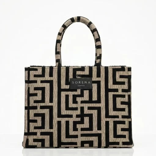 Sorena Handmade Γυναικεία Τσάντα Χειρός Domna Medium SBMT-0073-M005 Μαύρο