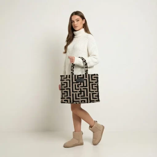 Sorena Handmade Γυναικεία Τσάντα Χειρός Domna Medium SBMT-0073-M005 Μαύρο