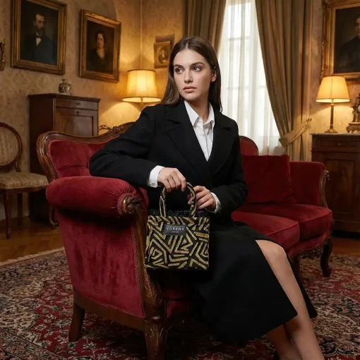 Sorena Handmade Γυναικεία Τσάντα Χειρός Sylvana Small SBST-0006-M002 Μαύρο