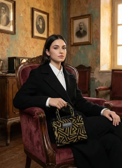 Sorena Handmade Γυναικεία Τσάντα Χειρός Sylvana Small SBST-0006-M002 Μαύρο