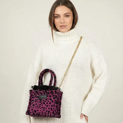 Sorena Handmade Γυναικεία Τσάντα Χειρός Velvet Small SBST-0014-AP01 Ματζεντα