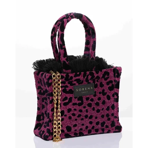 Sorena Handmade Γυναικεία Τσάντα Χειρός Velvet Small SBST-0014-AP01 Ματζεντα